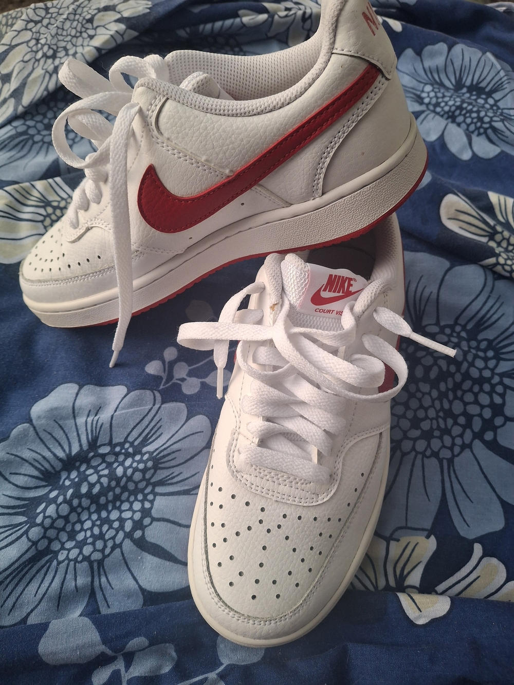 Nike Kids' White and Red Court Shoes
